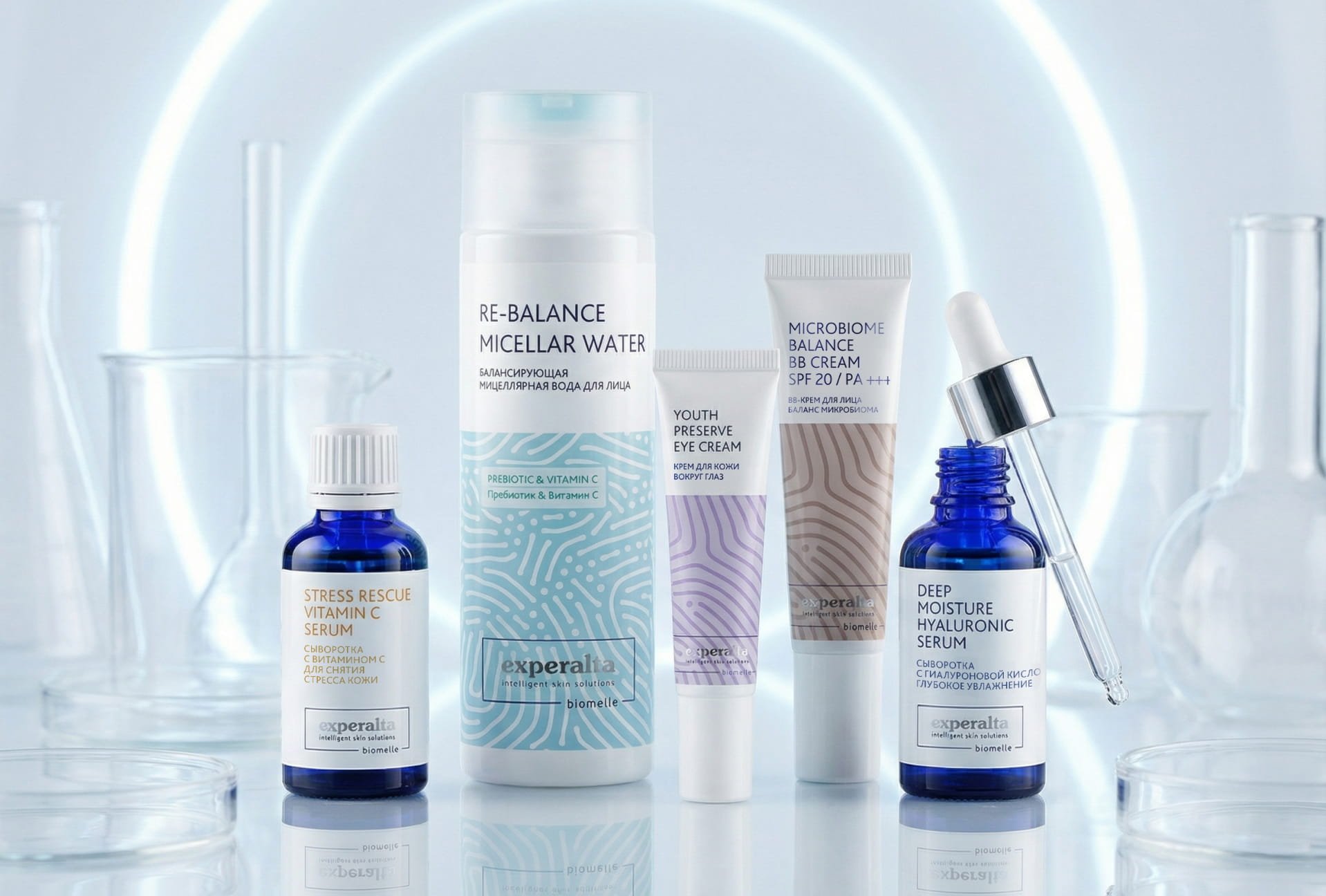 Experalta® Biomelle / Experalta® Биомель: полная гамма средств по уходу за чувствительной кожей.